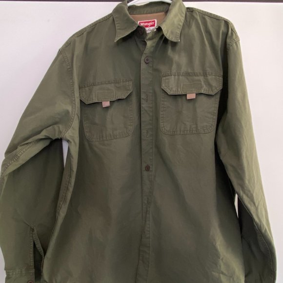 Wrangler Long Sleeve Button Down Shirt (army green) - Picture 3 of 4